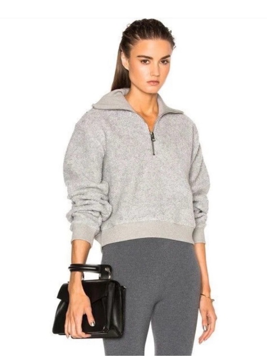 Acne Studios Sweaters - Acne Studios Branca Wool Fleece Grey Quarter Zip Sweater Sz M